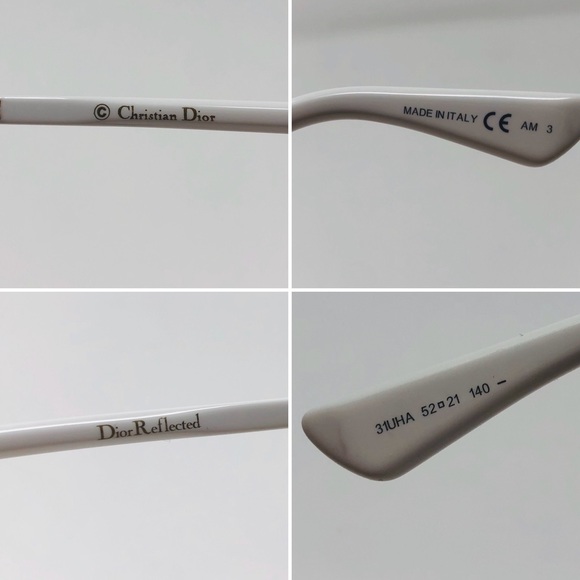 DIOR REFLECTED 52MM SUNGLASSES (WHITE/GOLD) - Picture 7 of 8